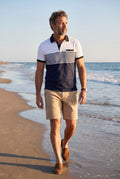 Men's Polo Shirt Striped Short Sleeve in White — beach lifestyle