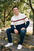 Men's Sweater Half-Zip Colorblock in White — secondary ugc