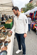 Men's Sweater Long Sleeve Waffle in White — lifestyle shot