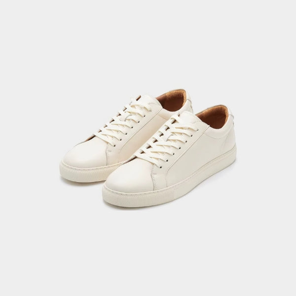 Minimalist Low-top White Sneakers with Tan Lining - Photo 3