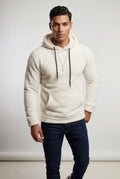 White Modern Fit Plush Hoodie with Kangaroo Pocket - Modern fit hoodie - Photo 8