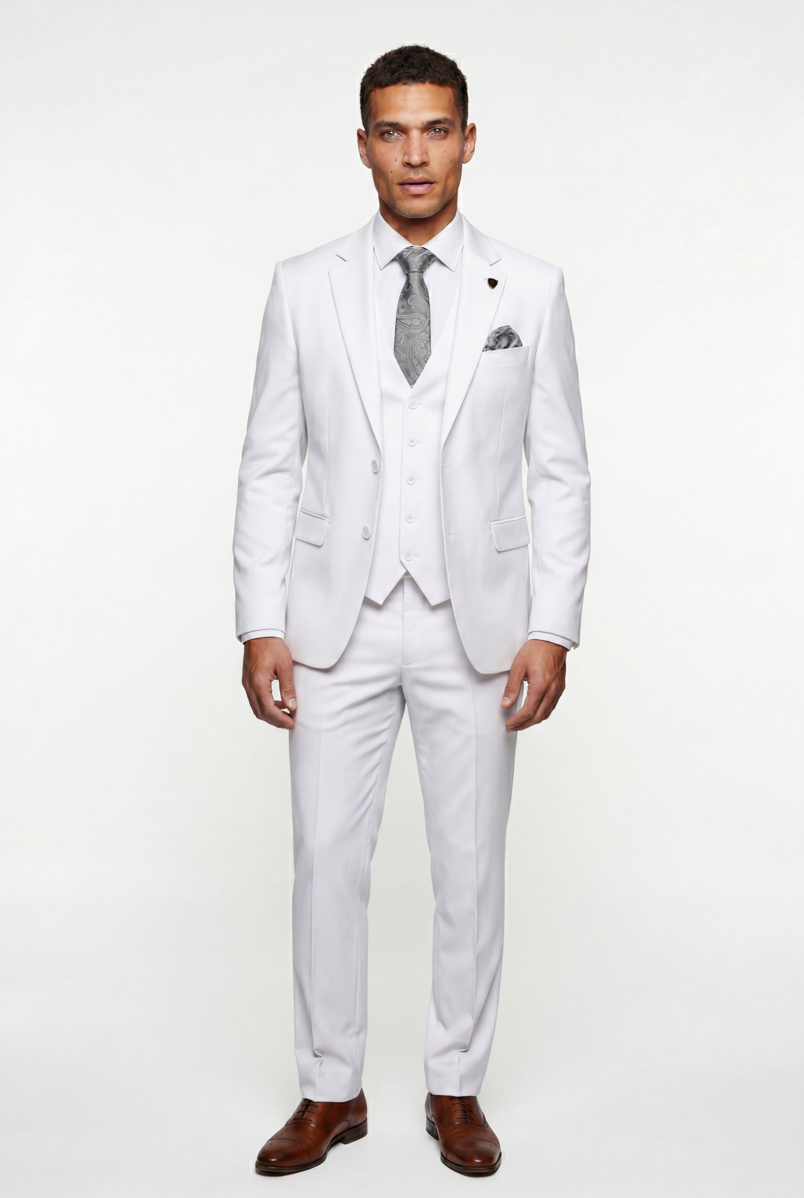Three-Piece Formal Suit - White - Photo 1