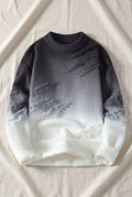 Ombre Gradient Knit Sweater in White — studio front