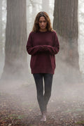 Burgundy Oversized Crewneck Sweater with Dropped Shoulders - Oversized sweater - Photo 14