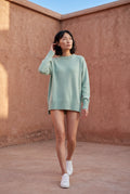 Mint Green Oversized Crewneck Sweater with Dropped Shoulders - Oversized sweater - Photo 19