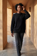 Black Oversized Crewneck Sweater with Dropped Shoulders - Oversized sweater - Photo 24