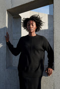 Black Oversized Crewneck Sweater with Dropped Shoulders - Oversized sweater - Photo 25