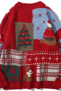 Patchwork Knit Sweater in White — front view