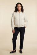White Quilted Bomber Jacket with Ribbed Trim - Photo 1