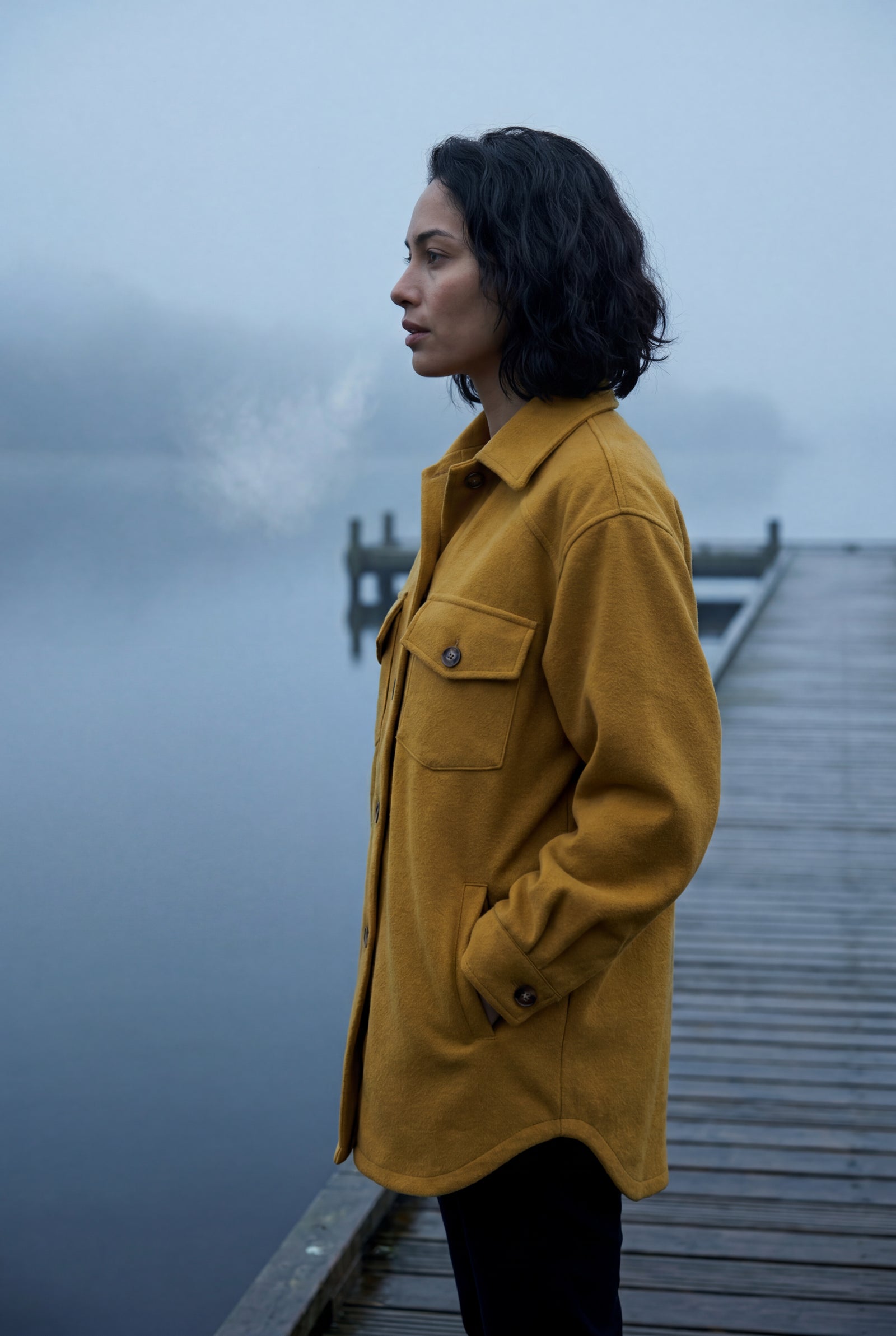 Yellow Relaxed Button-front Utility Jacket with Flap Pockets - Button jacket - Photo 20