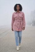 Pink Relaxed Button-front Utility Jacket with Flap Pockets - Button jacket - Photo 21