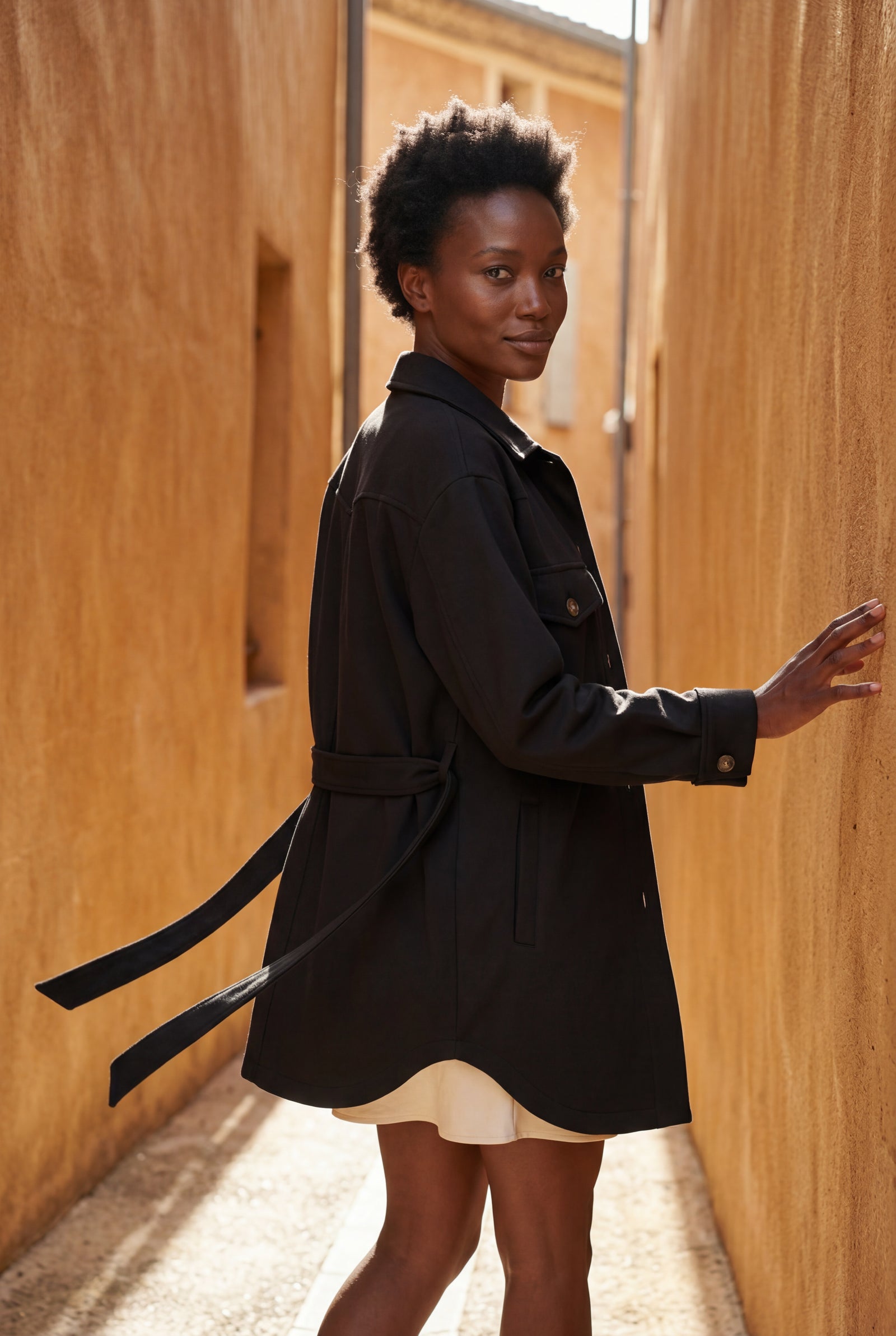 Black Relaxed Button-front Utility Jacket with Flap Pockets - Button jacket - Photo 4