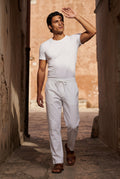 White Relaxed Drawstring Beach Pants with Straight-leg Silhouette - Relaxed fit pants - Photo 9
