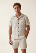 White Relaxed Short Sleeve Shirt and Drawstring Shorts Set - Summer set - Photo 3