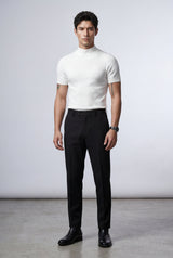 White Ribbed Mock Neck Short Sleeve Sweater Shirt - Short sleeve shirt - Photo 1