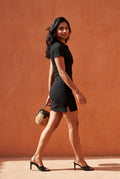 Black Ribbed Polo Button-placket Bodycon Mini Dress - Photo 2