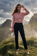 Pink Ruffled Pleated Blouse with Fluted Cuffs - Blouses - Photo 8