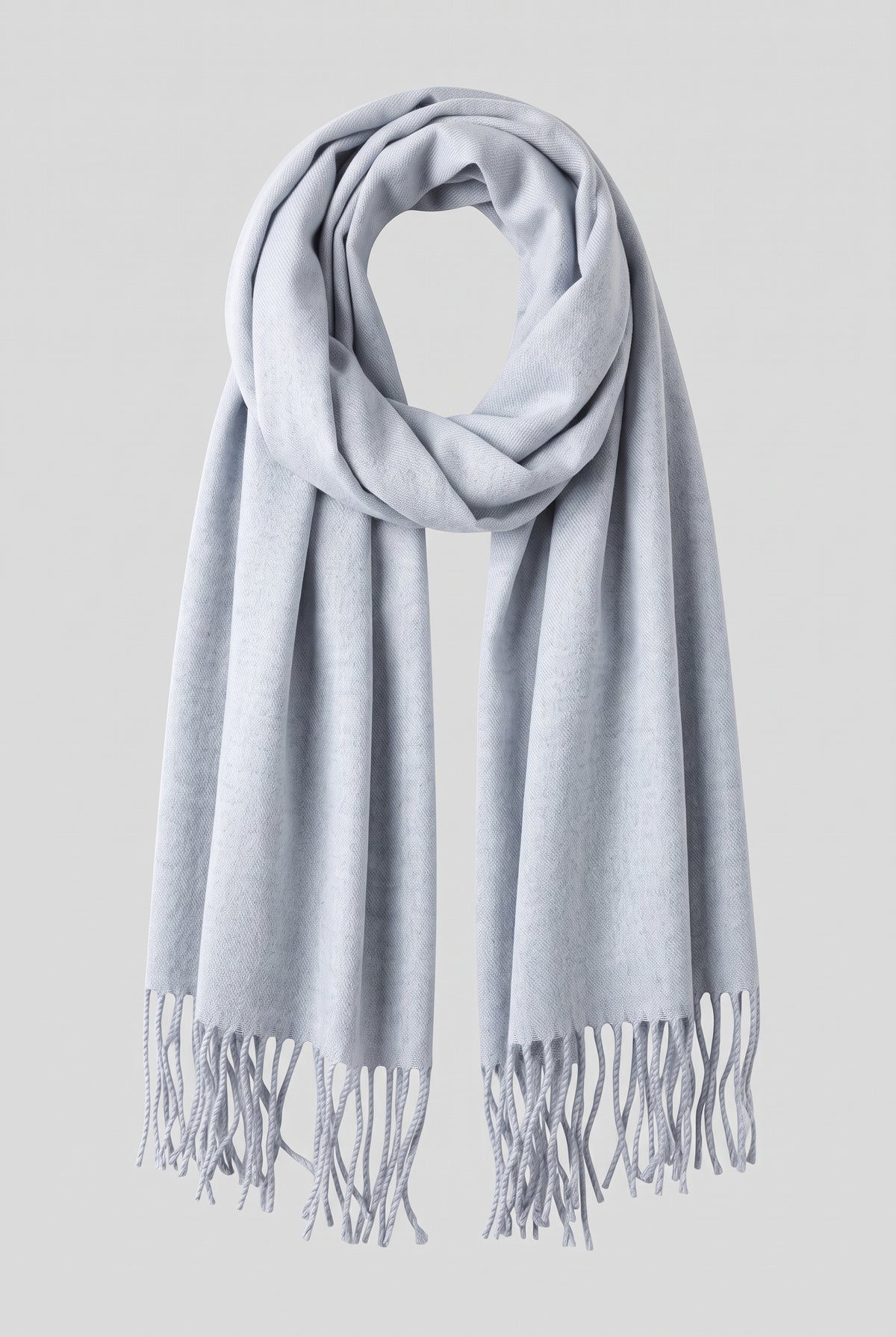 Scarf Tassel Wrap in White — studio front