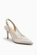 White Sheer Lace Pointed Toe Slingback Bridal Heels - Photo 9
