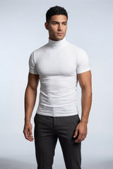 White Slim Fit Short Sleeve Turtleneck Shirt - Turtleneck shirts - Photo 2