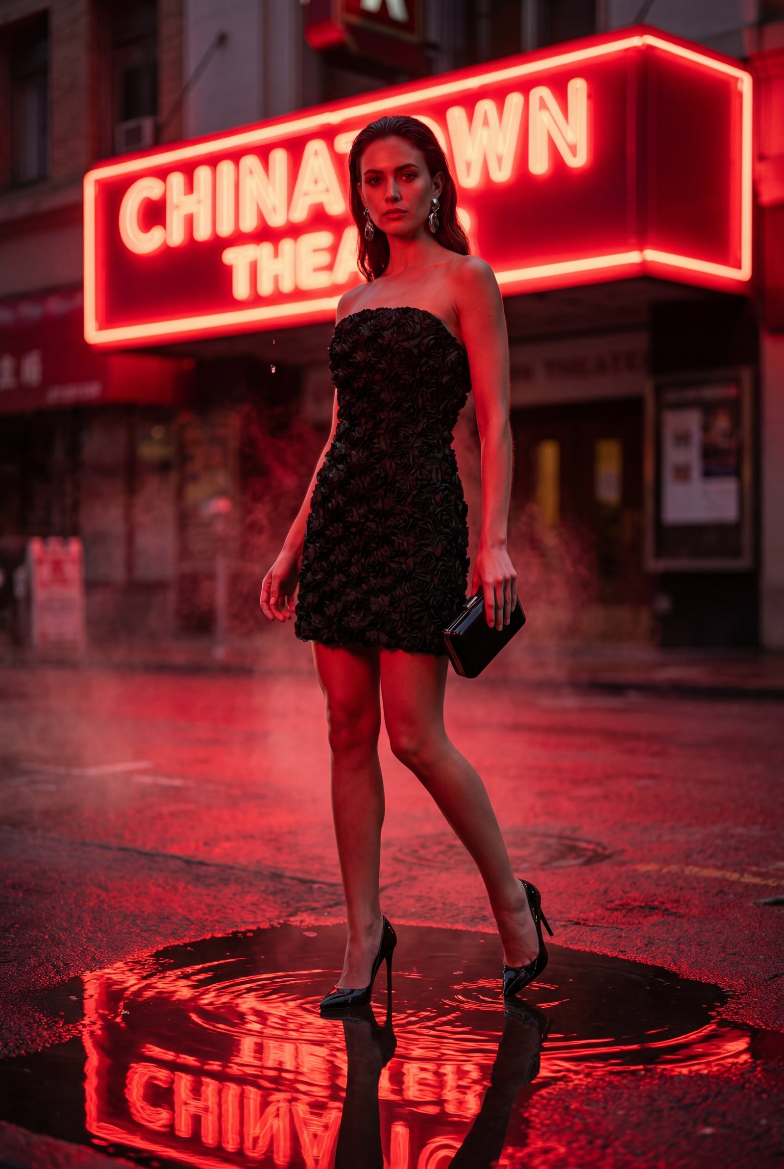 Black Strapless 3d Rose Applique Bodycon Mini Dress - Mini cocktail dress - Photo 12