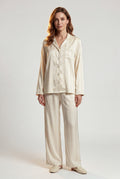 White Striped Button-up Pyjama Set with Relaxed Pants - Photo 8