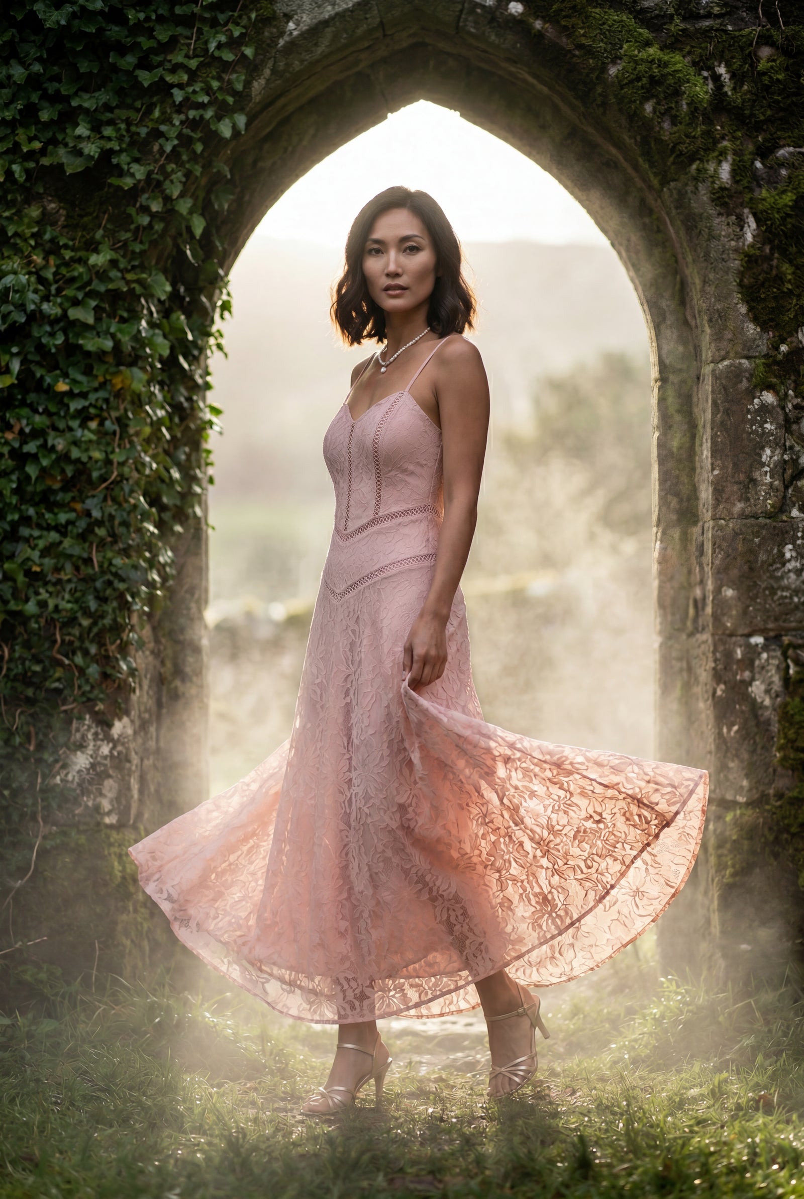 Pink Sweetheart Neck Strappy A-line Maxi Bridal Dress - Photo 11