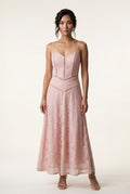 Pink Sweetheart Neck Strappy A-line Maxi Bridal Dress - Photo 2
