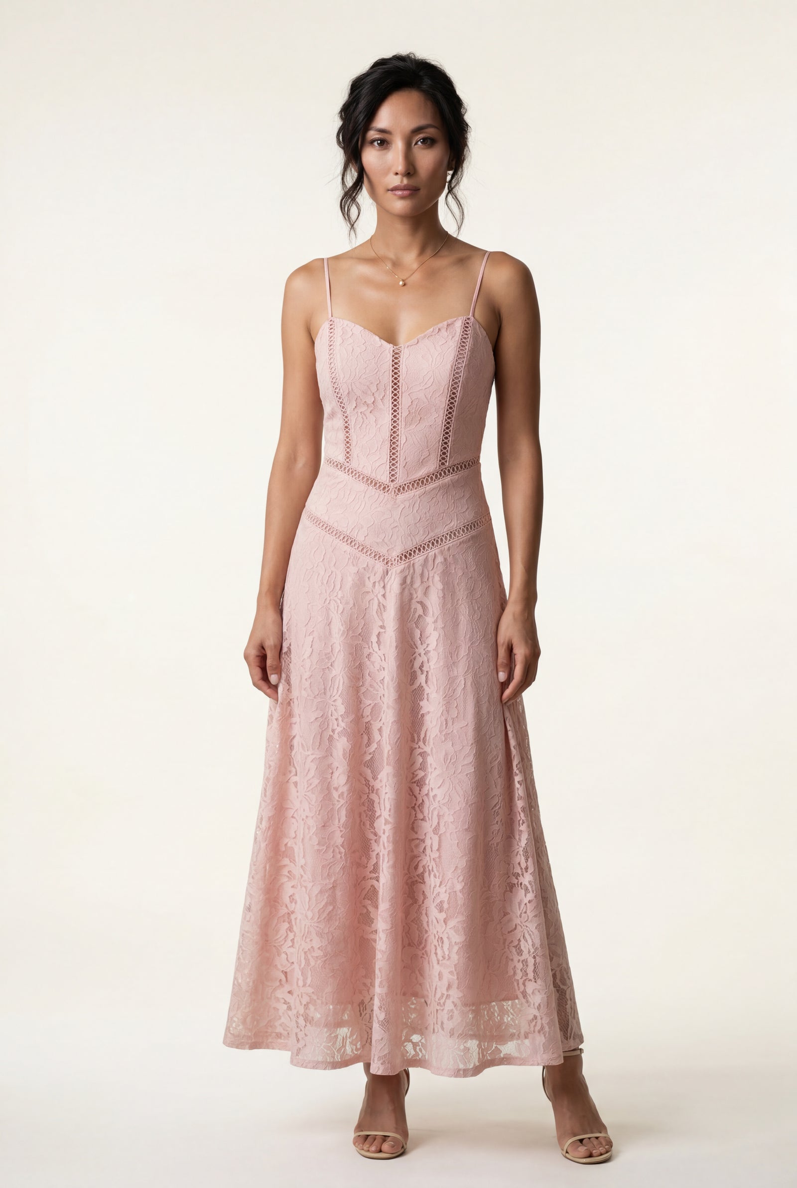 Pink Sweetheart Neck Strappy A-line Maxi Bridal Dress - Photo 2