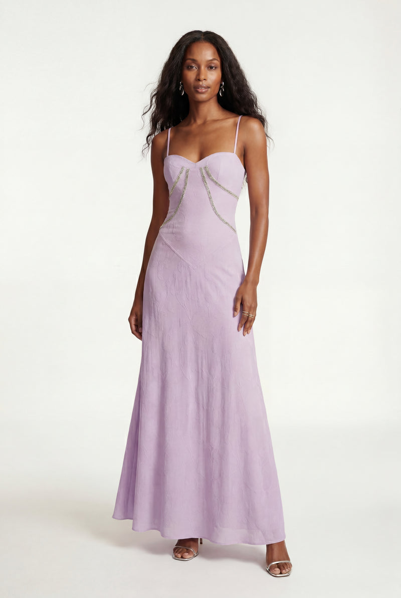 Purple Sweetheart Neck Strappy A-line Maxi Bridal Dress - Photo 3