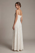 White Sweetheart Neck Strappy A-line Maxi Bridal Dress - Photo 6