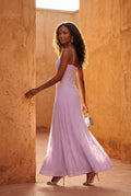 Purple Sweetheart Neck Strappy A-line Maxi Bridal Dress - Photo 7