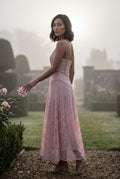 Pink Sweetheart Neck Strappy A-line Maxi Bridal Dress - Photo 8