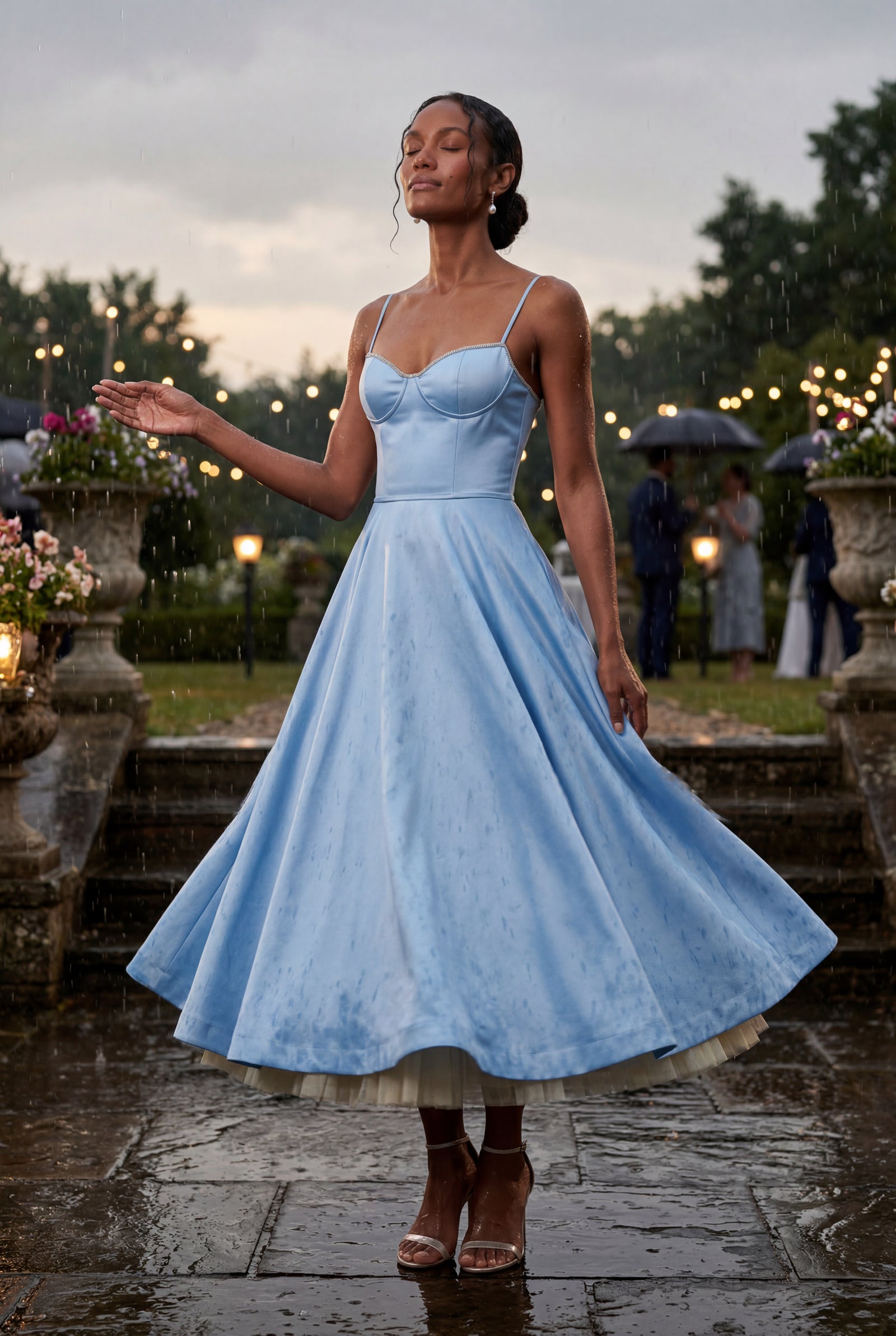 Baby Blue Sweetheart Neckline Fit and Flare Midi Cocktail Dress - Photo 10