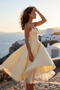 Yellow Sweetheart Neckline Fit and Flare Midi Cocktail Dress - Photo 16