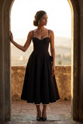 Black Sweetheart Neckline Fit and Flare Midi Cocktail Dress - Photo 20