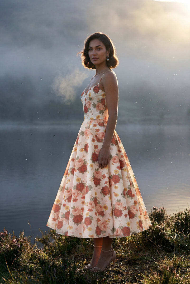 Red Sweetheart Neckline Fit and Flare Midi Cocktail Dress - Photo 21