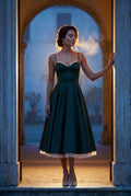 Dark Green Sweetheart Neckline Fit and Flare Midi Cocktail Dress - Photo 7