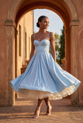 Baby Blue Sweetheart Neckline Fit and Flare Midi Cocktail Dress - Photo 9
