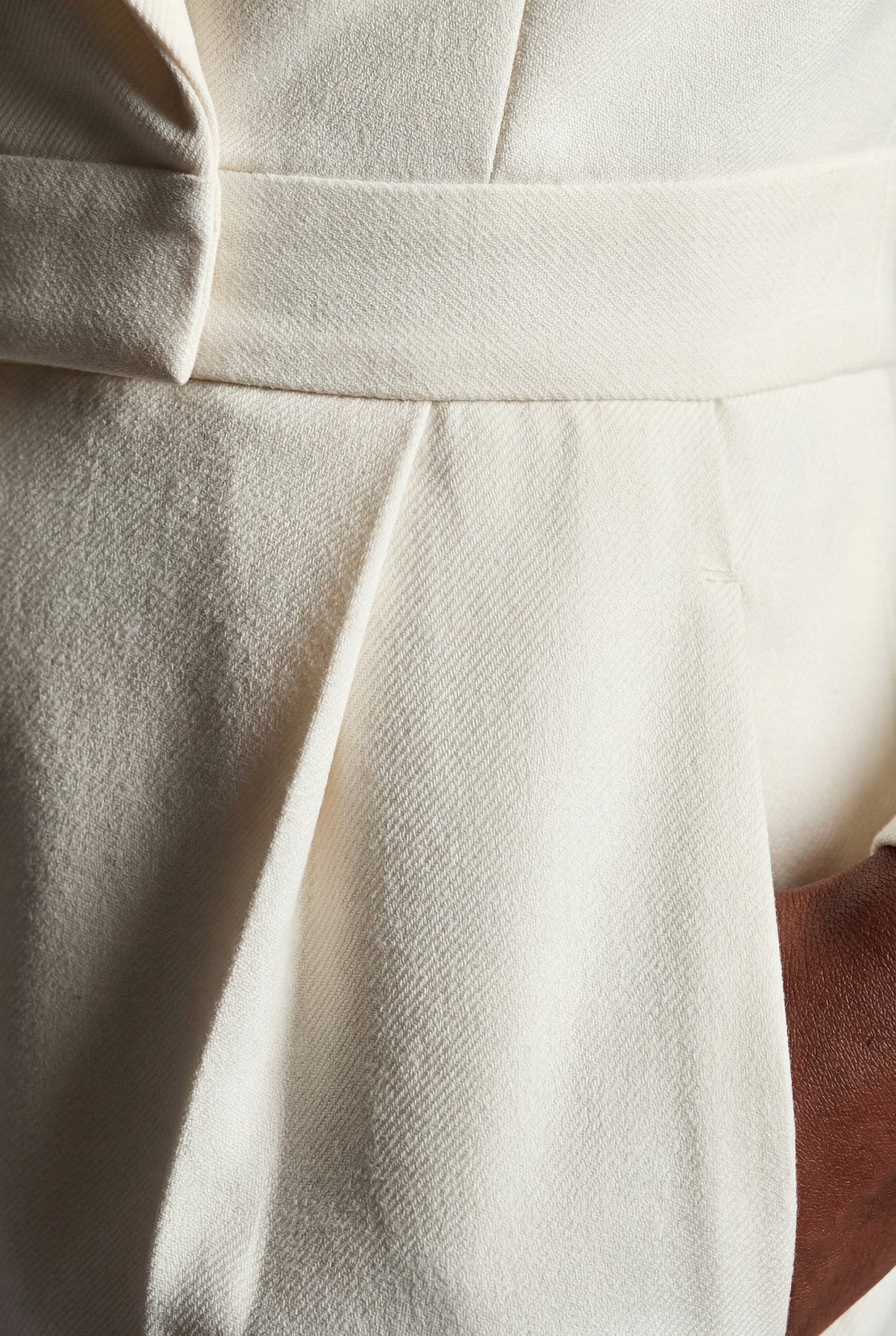 White Tailored Wide-leg Blazer Jumpsuit with Lapel Neckline - Wide leg jumpsuit - Photo 10