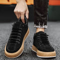 Textured Grid-pattern Low-top Sneakers with Contrast Sole - Photo 5