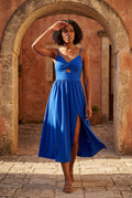 Blue Twist-front Cutout Midi Dress with Side Slit - Photo 11