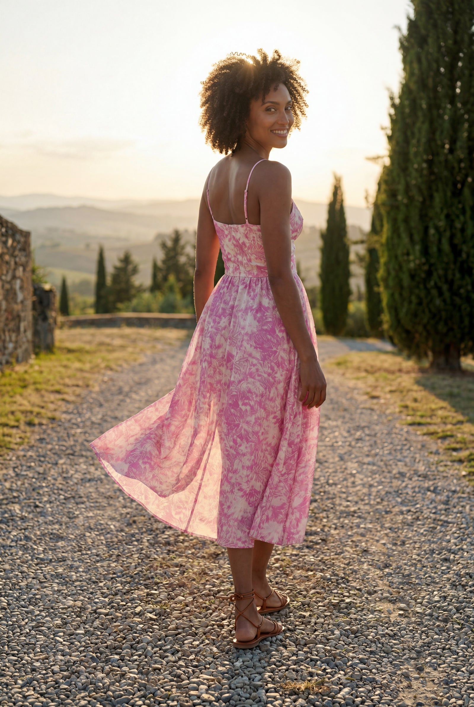 Pink Twist-front Cutout Midi Dress with Side Slit - Photo 14