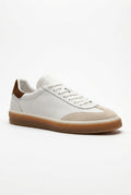White White Retro Low Top Sneakers with Accents - Photo 1
