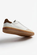 White White Retro Low Top Sneakers with Accents - Photo 2
