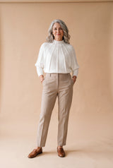 Women's Sweater Mock Neck Batwing Sleeves in White — primary