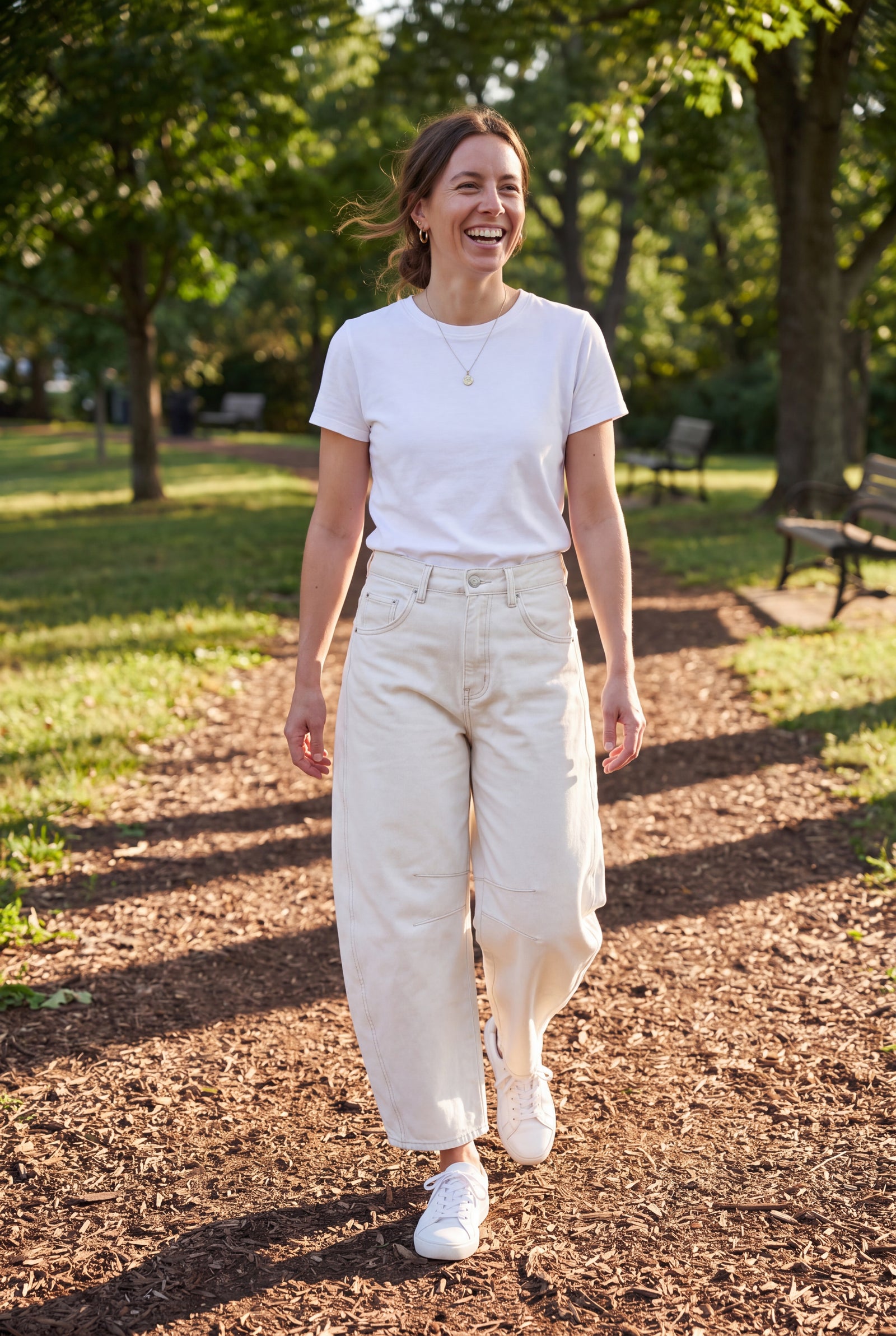 Women's Jeans High Waist Barrel Leg in White — ugc candid