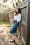 Women's Knee-High Cowboy Boots Riveted in White — secondary lifestyle