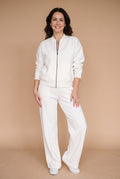 Women's Lounge Set Zip Top in White — studio full