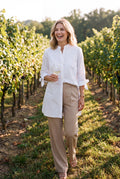 Women's Oversized Button-Up Shirt in White — lifestyle vineyard